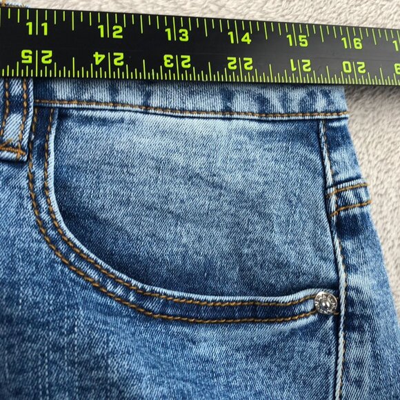 Women Jeans Large Skinny Leg Distressed Christmas Reindeer Y2K Casual Blue Denim - Picture 4 of 16